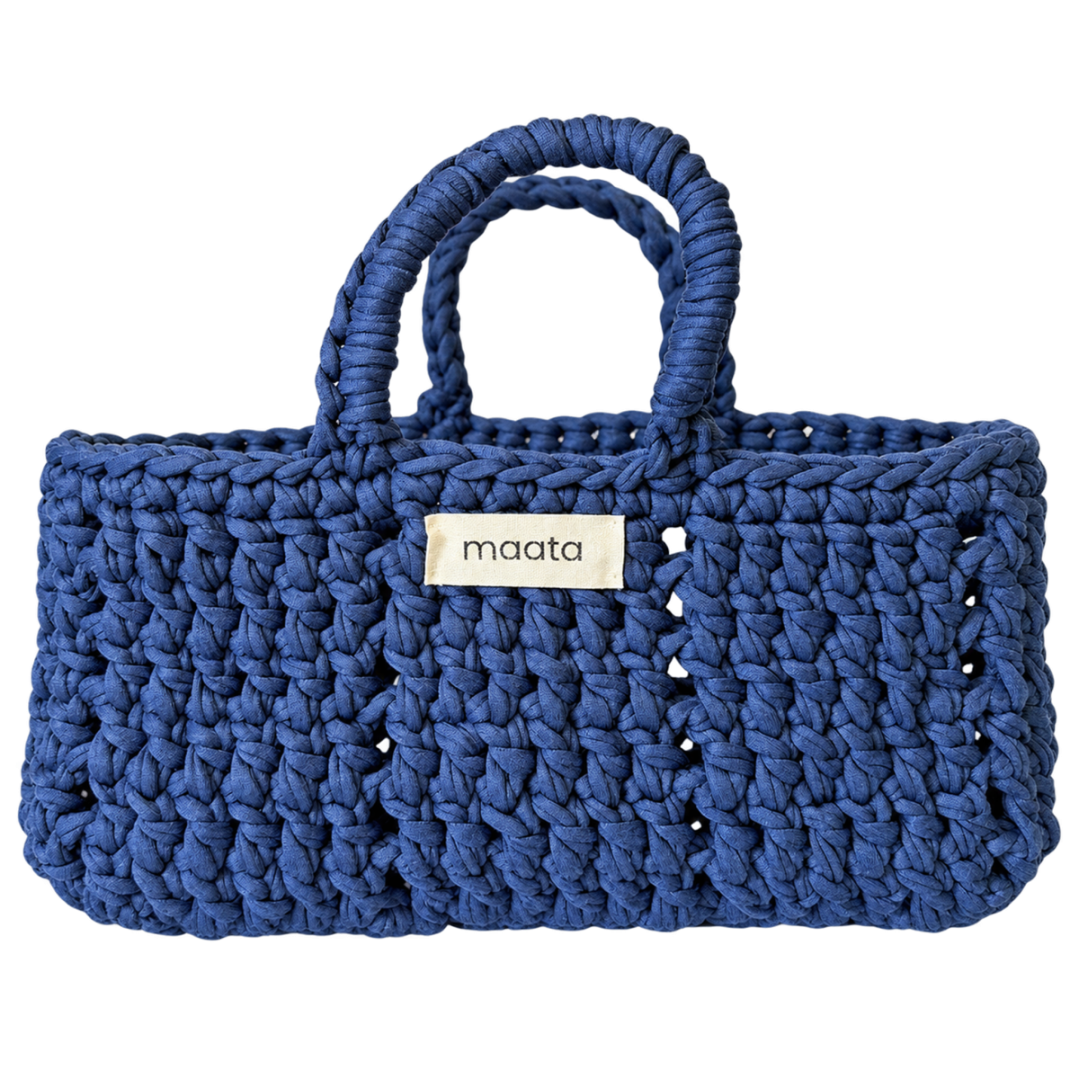 Maata Örgü Mini Tote Çanta Denim Mavisi Maata Örgü Mini Tote Çanta Denim Mavisi