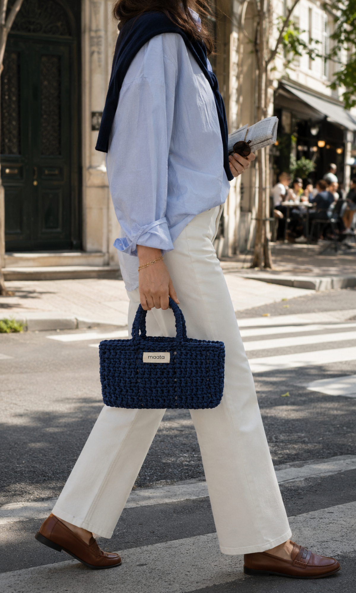 Maata Örgü Mini Tote Çanta Lacivert Maata Örgü Mini Tote Çanta Lacivert