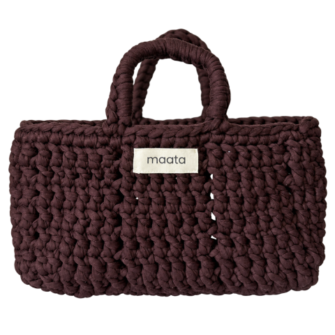Maata Örgü Mini Tote Çanta Çikolata