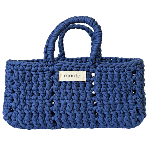 Maata Örgü Mini Tote Çanta Denim Mavisi