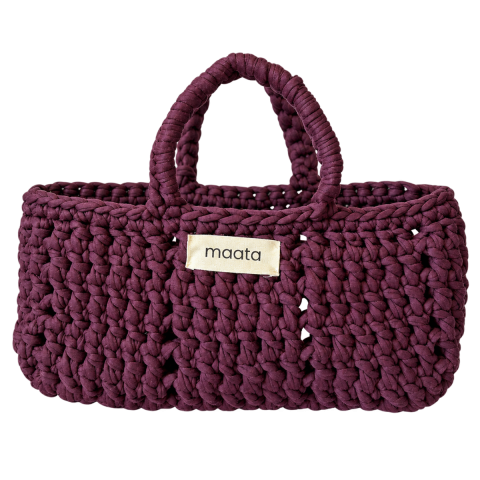 Maata Örgü Mini Tote Çanta Mürdüm