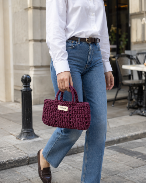 Maata Örgü Mini Tote Çanta Mürdüm